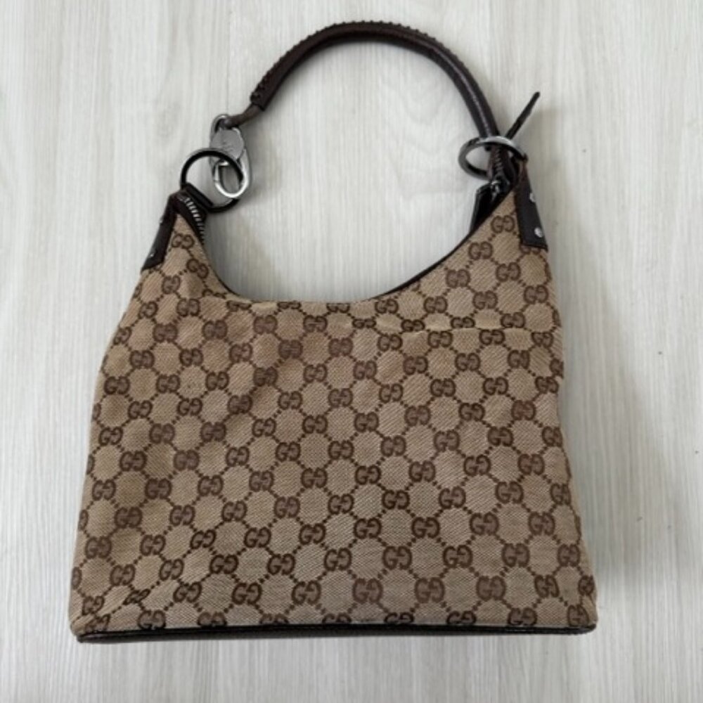 Gucci Purse Hobo Brown Monogram and Canvas Leather